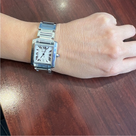 CARTIER TANK FRANCAISE AUTOMATIC STAINLESS STEEL 28mm WATCH - Picture 10 of 13